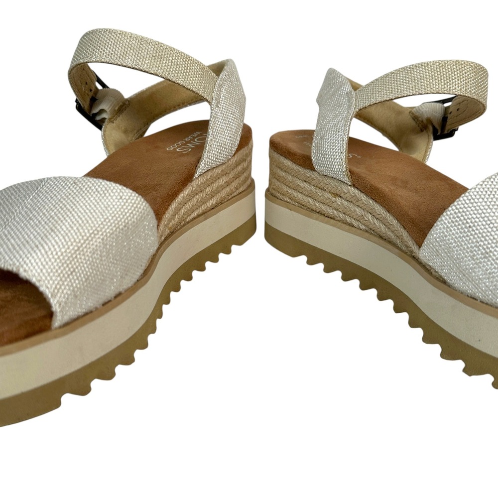 Toms Sandals Shoes Diana Espadrille Wedge Platform Sawtooth Sole Gold 9 Boho - Picture 8 of 12